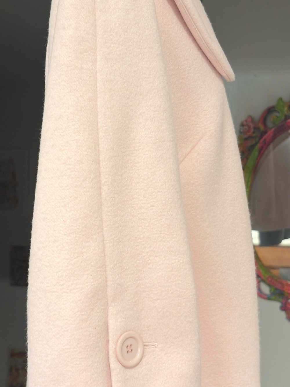 DUEPERDUE Blush Pink Felt Cape Jacket β Size 10 | Mod Collar Statement Coat - Picture 5 of 5